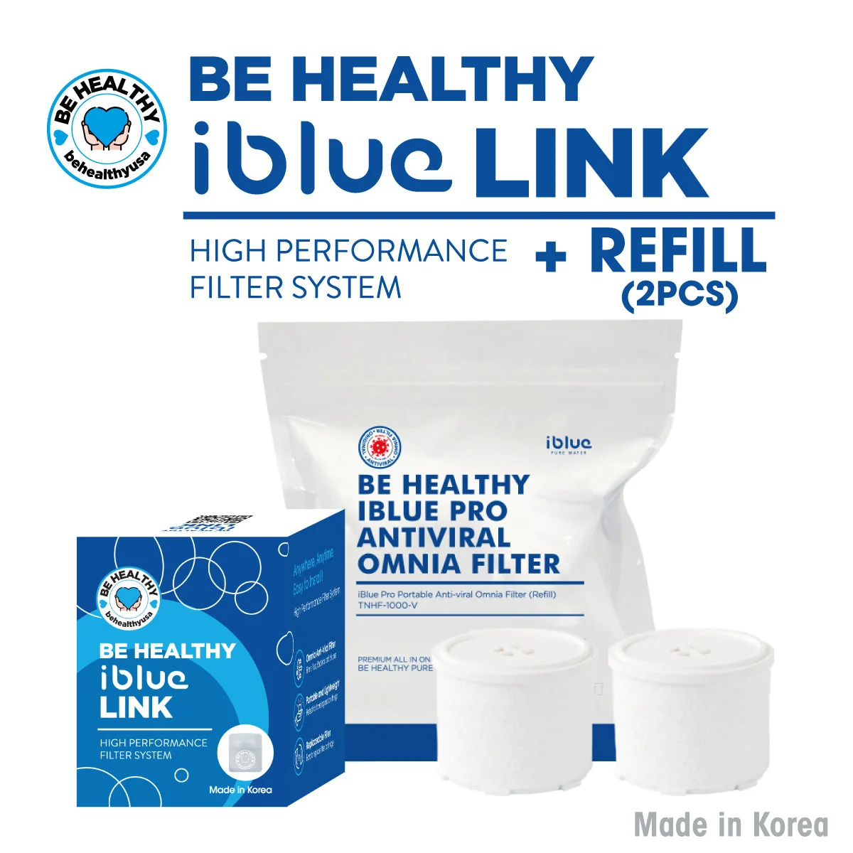 Breathable Système de filtre à eau pure Be Healthy iBlue Link Recharge 2 pièces Offre groupéeBe Healthy iBlue Link – Système de filtration haute performance Recharge BUNDLE Expertly Made