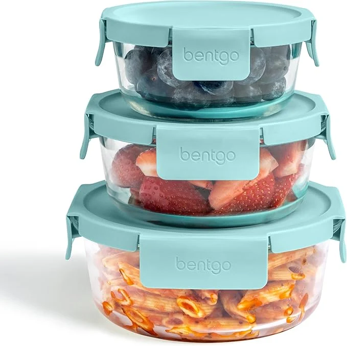 Easy-to-Use Bentgo Glass Leak-Proof Food Storage Set – 6-Piece Glass Containers with BPA- Airtight Lids Reusable Durable for Leftovers Meal Prep – Microwave zer Oven Dishwasher Safe Soft Aqua About ThisOverview Selected