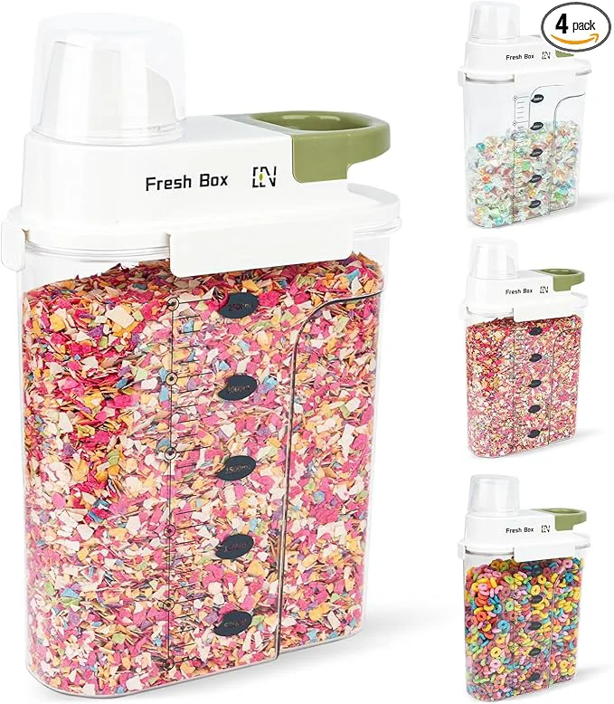 Smart Ce Storage Container 4Pack 85oz 2.5L Airtight Food Storage Containers With Lids Organizers Storage With Measuring Cup for Beans Sugar Rice Nuts Snacks Pet Food CandyAbout ThisOverview Premium