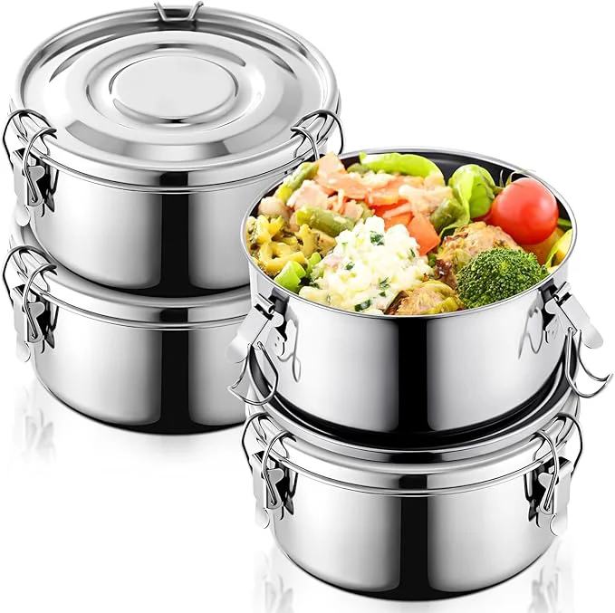 Smooth 4 Pcs Stainless Steel Bento Box 101 oz Reusable 304 Stainless Steel Food Storage Containers with Lockable Clips to Leak Proof Dishwasher SafeAbout ThisOverview Consistent