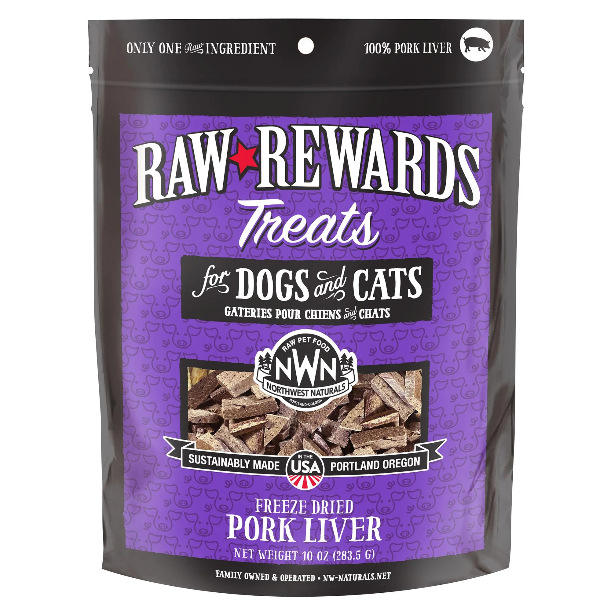 Verified Northwest Naturals Raw Rewards ze-Dried Pork Liver Treats for Dogs Cats – 1 Ingredient Human-Grade 10 oz Smart