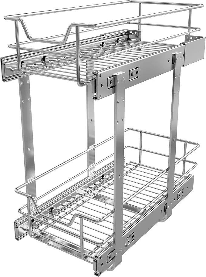 Safe 2 Tier Pull Out Cabinet Organizer 9 W X 17 D Slide Out Drawers For Kitchen Cabinets Pull Out Drawers For Cabinets Capacity Heavy Duty Caddy Cabinet Pullout Shelves Chrome-Plated Bathroom PantryAbout ThisOverview Consistent