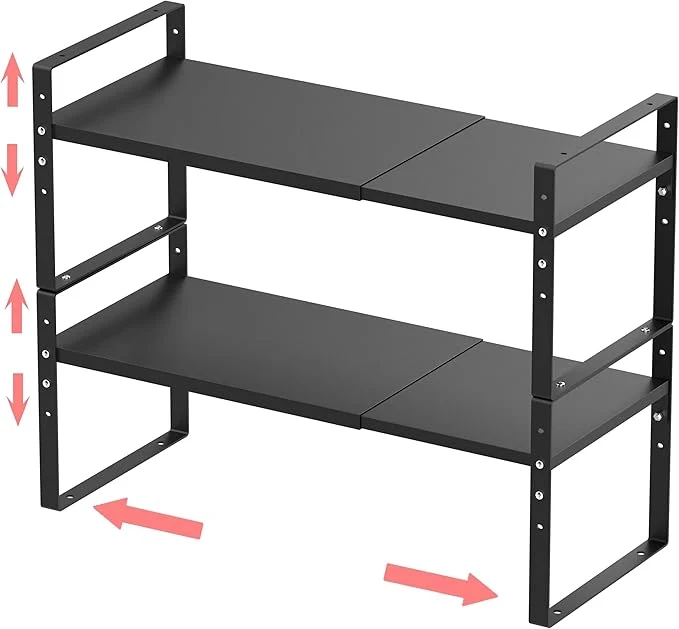 Lightweight Expandable Stackable Spice Rack Cabinet Shelf Organizer in Cabinets Shelves Kitchen Cupboard Organization Stack up Racks Pantry Countertop Storage Large Black 2 PacksAbout ThisOverview Environmentally Friendly