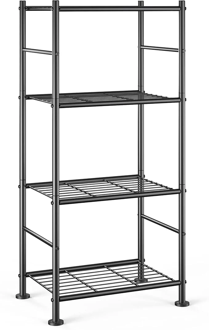 Practical Storage Shelves – 4 Tier Shelf Organizer Sturdy Metal Garage Shelving with Adjustable Leveling Feet Space-Saving Shelves Organizer for Pantry Laundry Kitchen 18 x 12 x 44 Black About ThisOverview Luxury