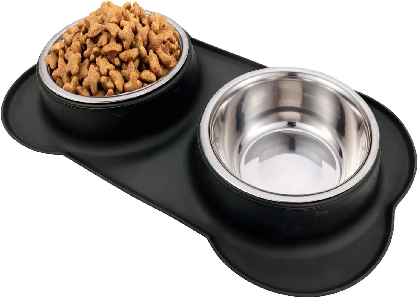 Official AsFrost Stainless Steel Dog Bowls with No-Spill Mat – 6 Cup Set Black Outstanding