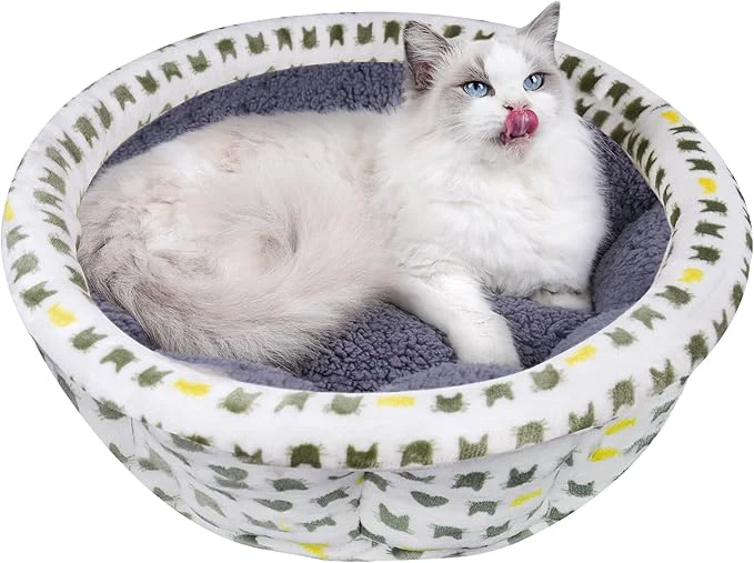 Official Super Soft Small Dog Cat Bed Anti-Anxiety Puppy Cuddler Cozy Round Fluffy Healthy