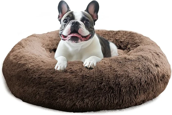 Secure JOLLYVOGUE Calming Dog Bed Medium Size Dog Anti-Anxiety Donut Medium Pet Bed Organic