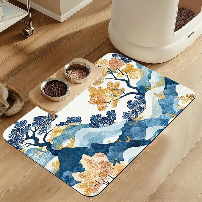 Premium Japanese Wave Tree Dog Food Mat–Christmas Stocking Absorbent Quick Dry Feeding Consistent