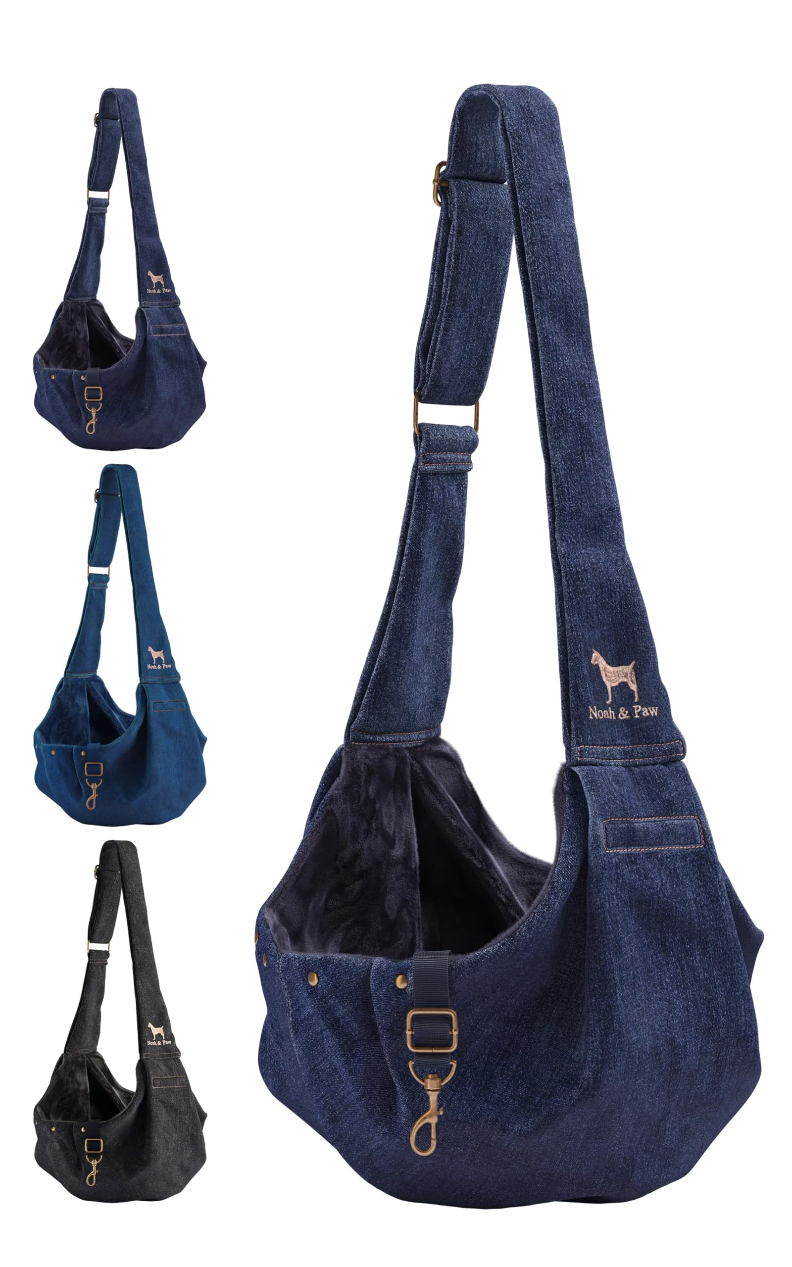 User-Friendly Noah Paw Dog Sling Carrier for Small Dogs 5-18lb Premium Denim Double Safety Machine Washable High-End
