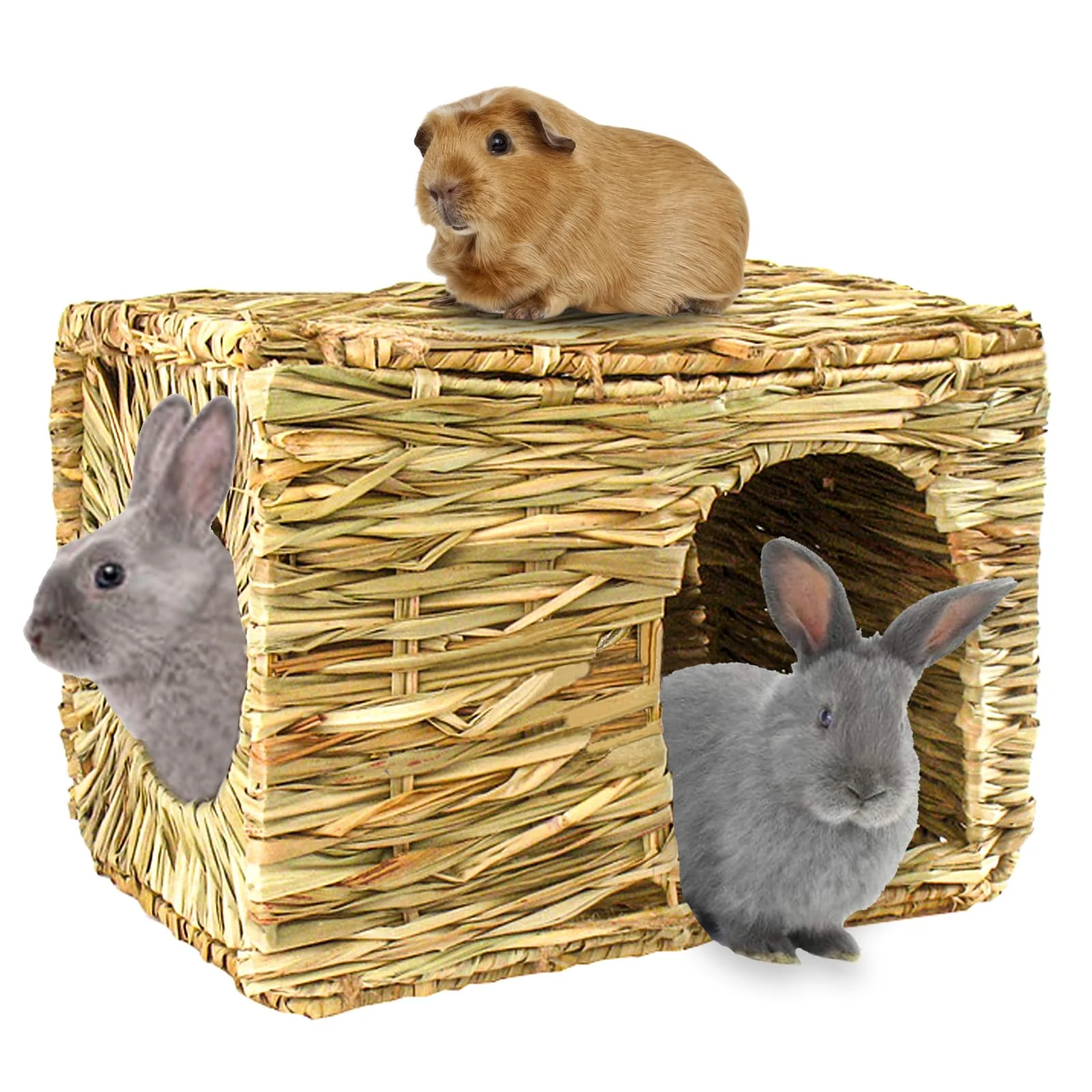 Top-Quality HERCOCCI Extra Large Grass House for Rabbits — Foldable Hideaway Hay Mat Chew Toy Enhanced
