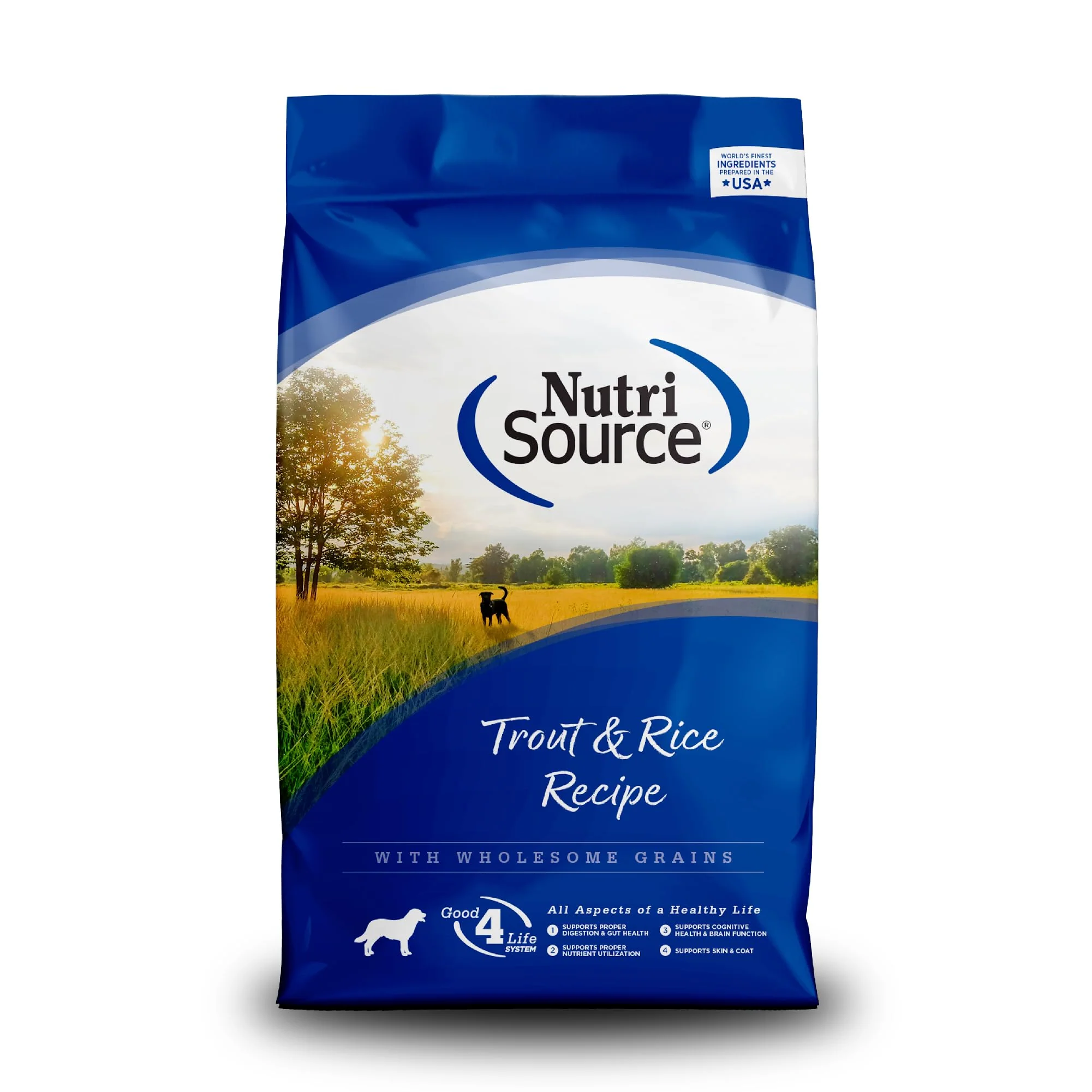 Durable NutriSource Trout Rice Dry Dog Food All Life Stages 4 lb Clean