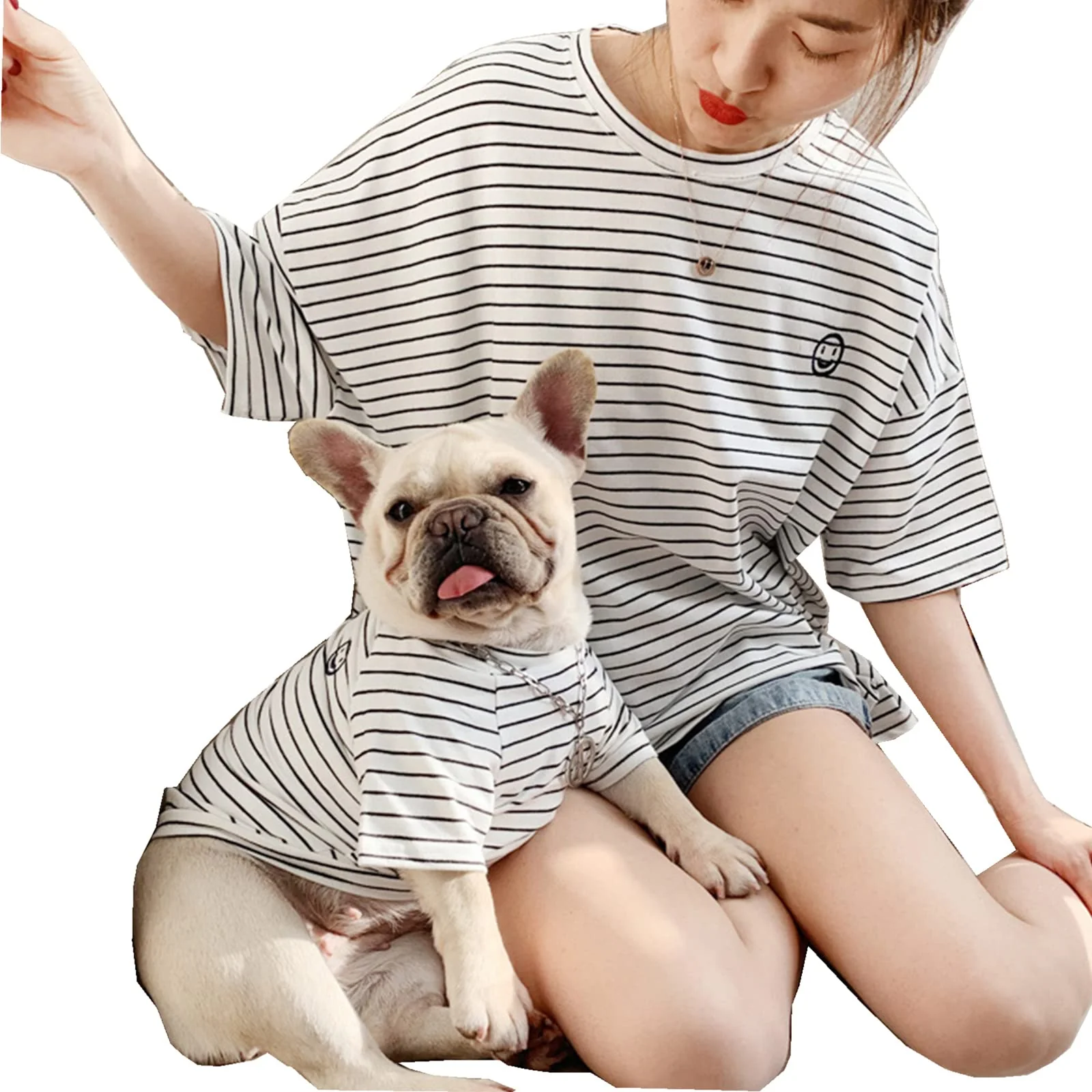 Advanced Wiz BBQT Matching Dog Owner Shirts – Striped Family Outfit for Dogs Cats Pet Clothes Sold Separately Proven