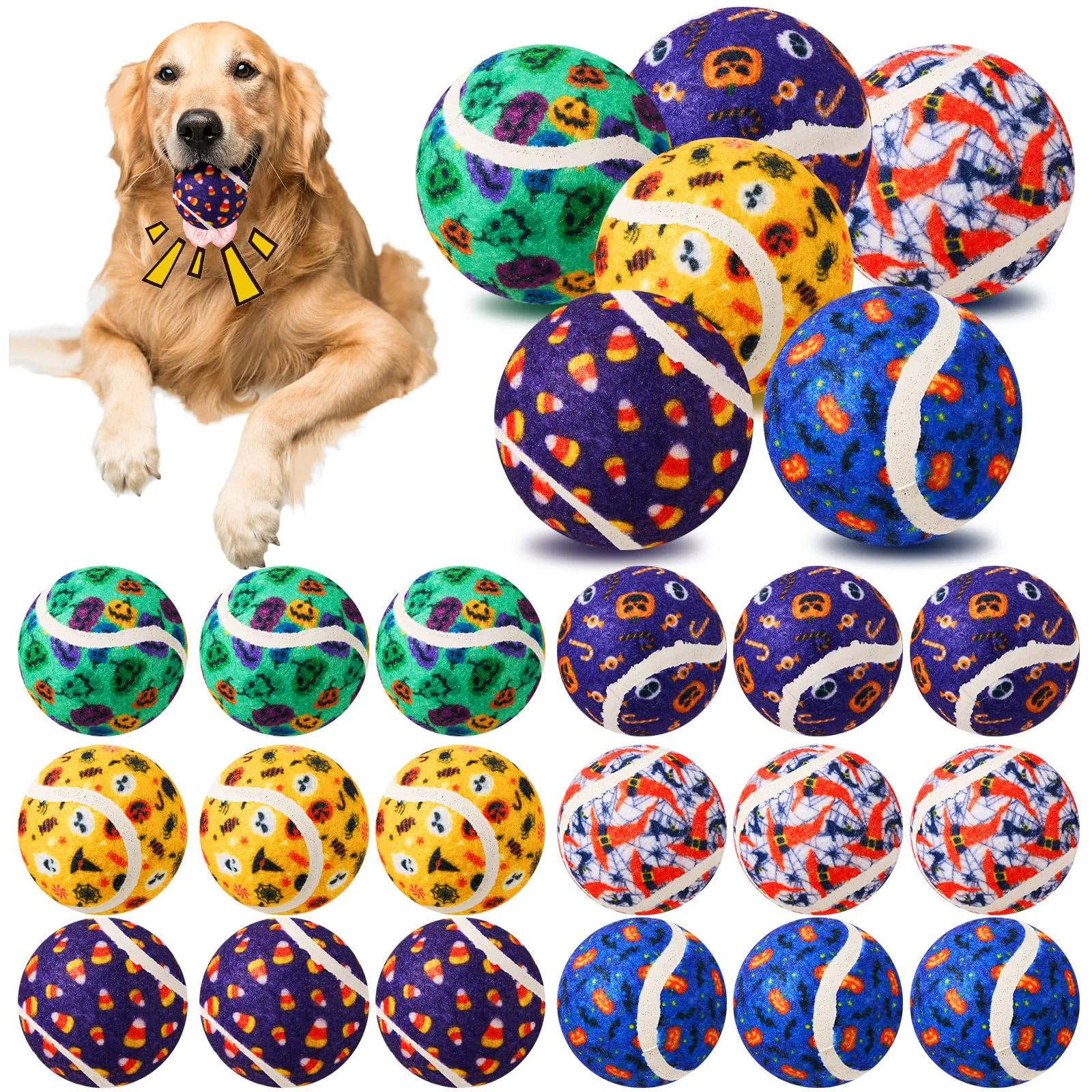 World-Class Civaner 18 Pcs Halloween Dog Toys Bulk — 2.5 Inch Squeaky Tennis Balls for Dogs Training Teething Trusted