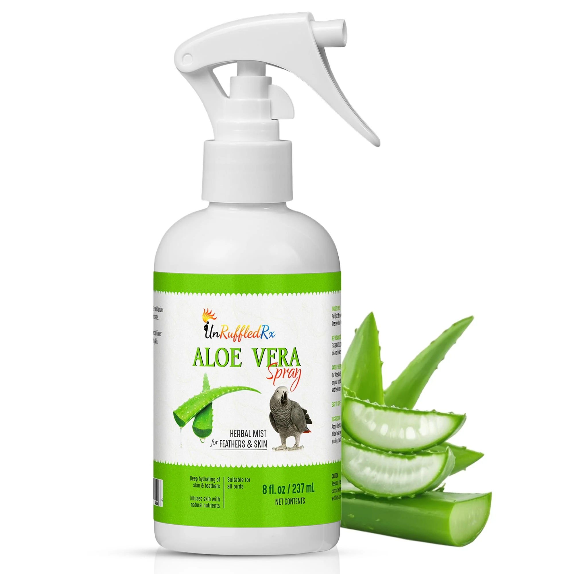 Comfortable UnRuffledRx Aloe Vera Bird Spray – All-Bird Care Odor- Daily Mist Made in USA Clean