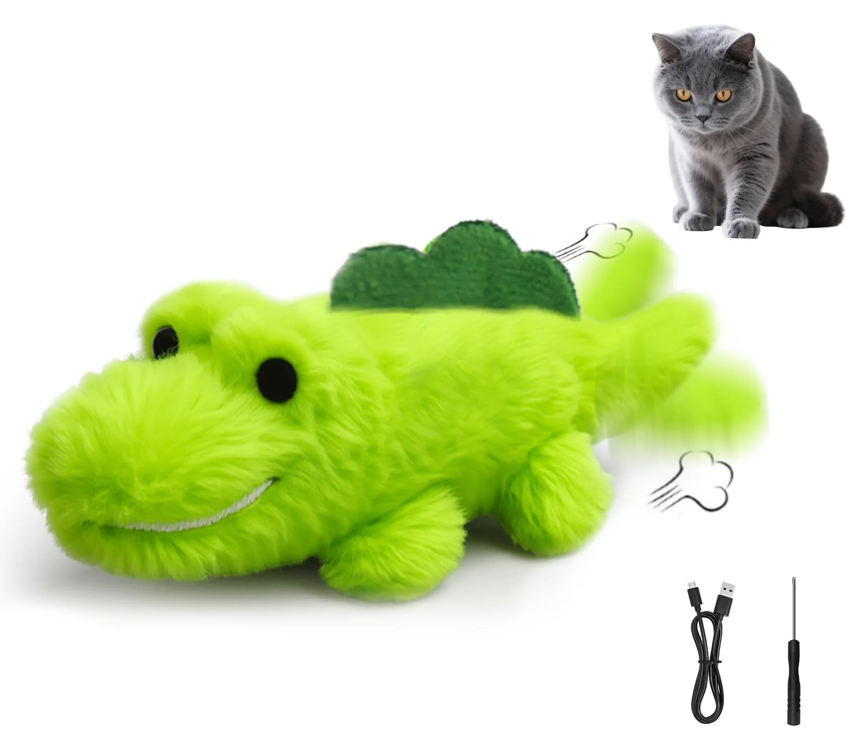 Luxury ZeLing HTL Interactive Cat Toy — Self-Charging Croc Chase 360° Motion Catnip Innovative