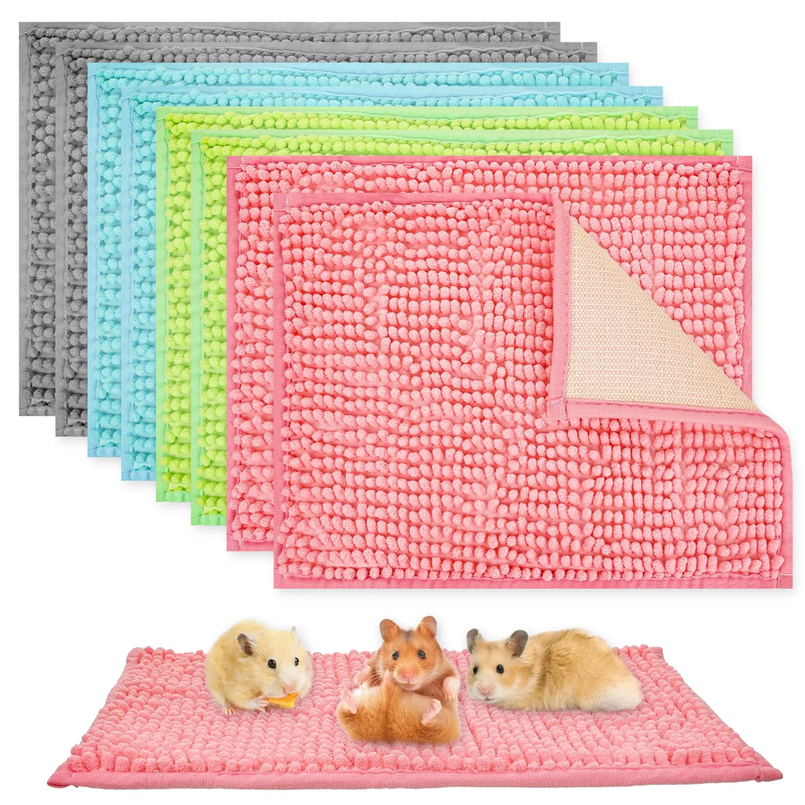 Trendy Agolctry 8 Pcs Guinea Pig Liner – Washable Fleece Bedding Mats for Small Animals 16×12 in Reusable