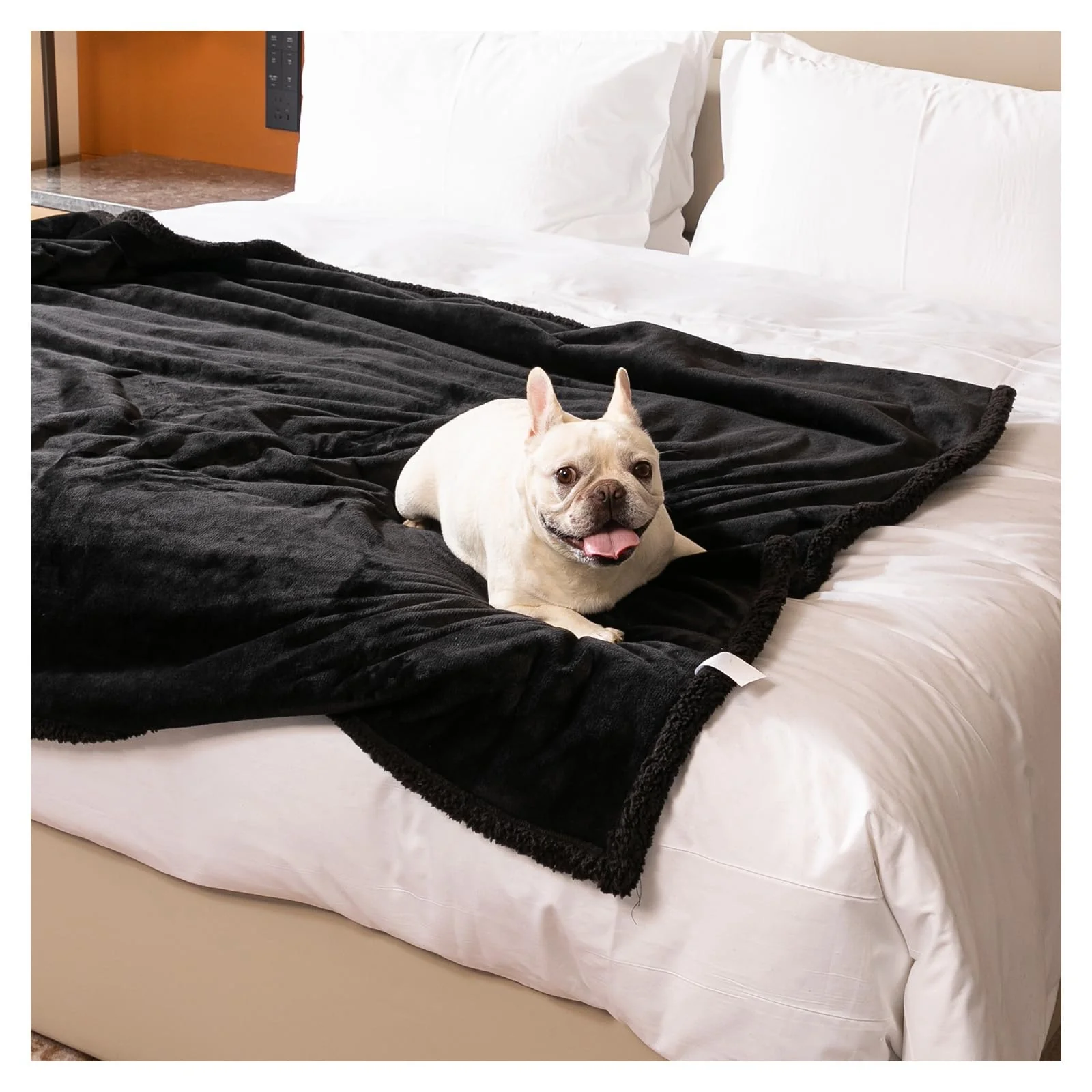 High-Grade Maidewow Black Waterproof Blanket 85x85in XXL — Reversible Sherpa Flannel Bed Couch Cover World-Class