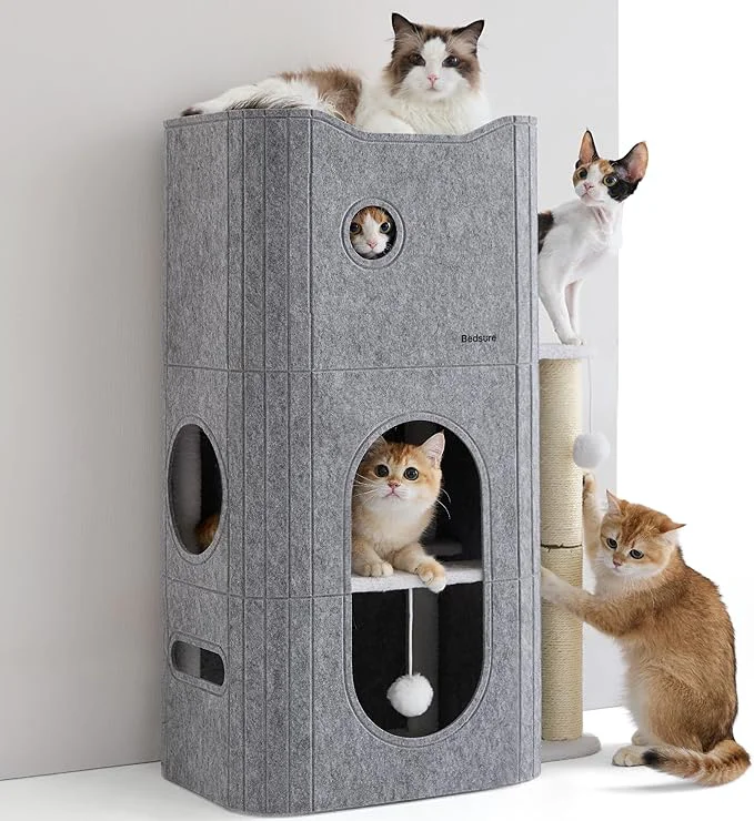 Fast Bedsure 3-Level Indoor Cat Bed- Cat Condos Small Cat Tree Consistent