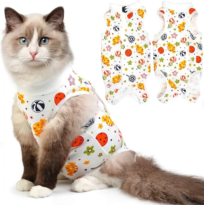 High-End Cat Recovery Suit for Spay Abdominal Wounds Breathable Cat Onesie for Cats Quality