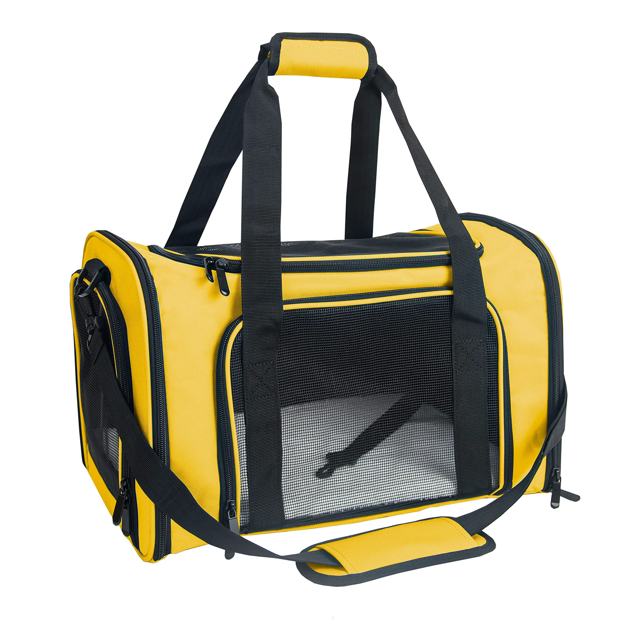 Detailed NextFri Soft Sided Carrier for Small Medium Pets — TSA Airline Collapsible Travel Carrier Medium Yellow Reusable