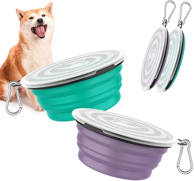 Long-Lasting Pawaboo Collapsible Dog Bowls 2 Pack Silicone Feeding Watering Bowls Contemporary