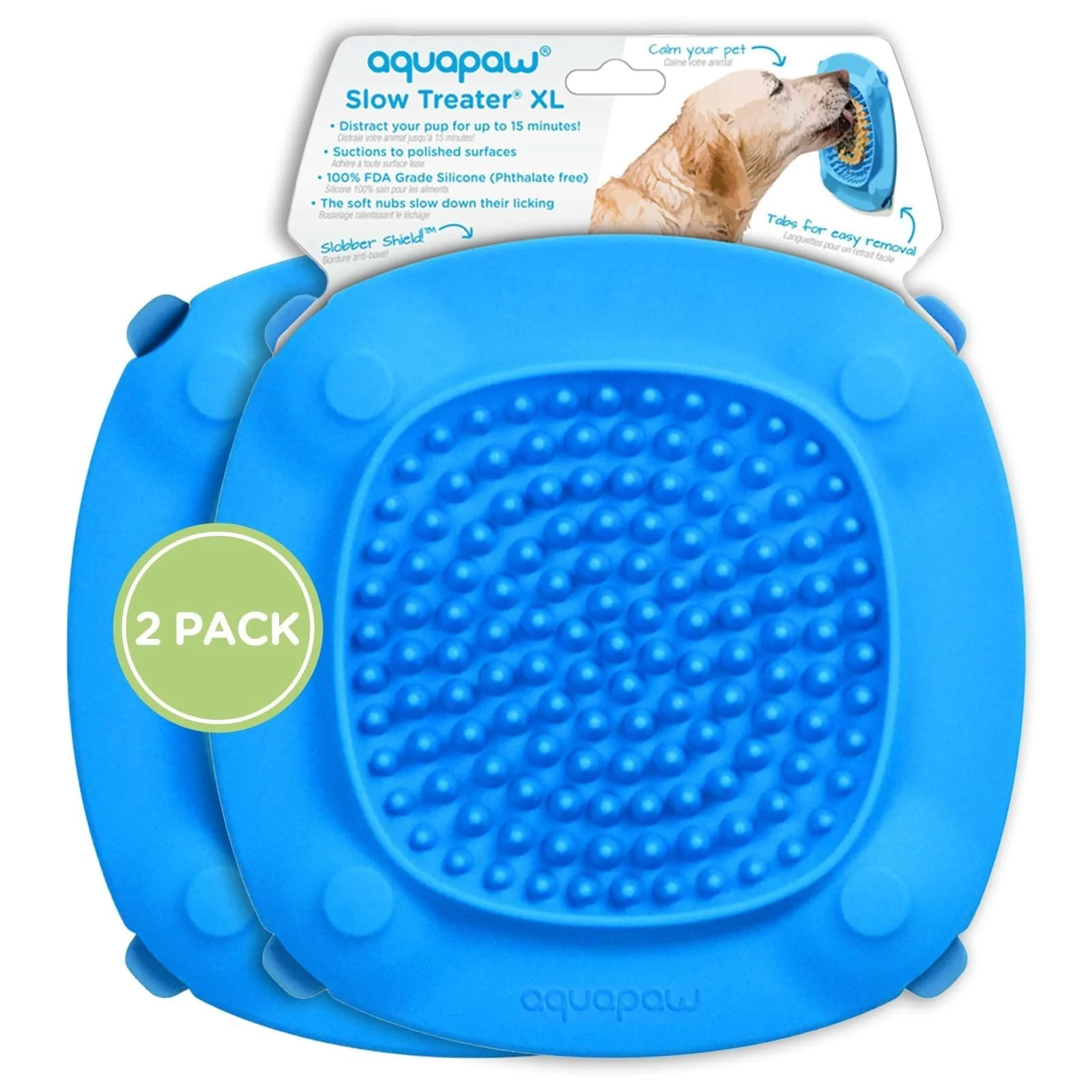 Consistent Aquapaw Dog Bath Lick Mat – 2-Pack XL Blue Slow Feeder Bath Distraction High-Grade
