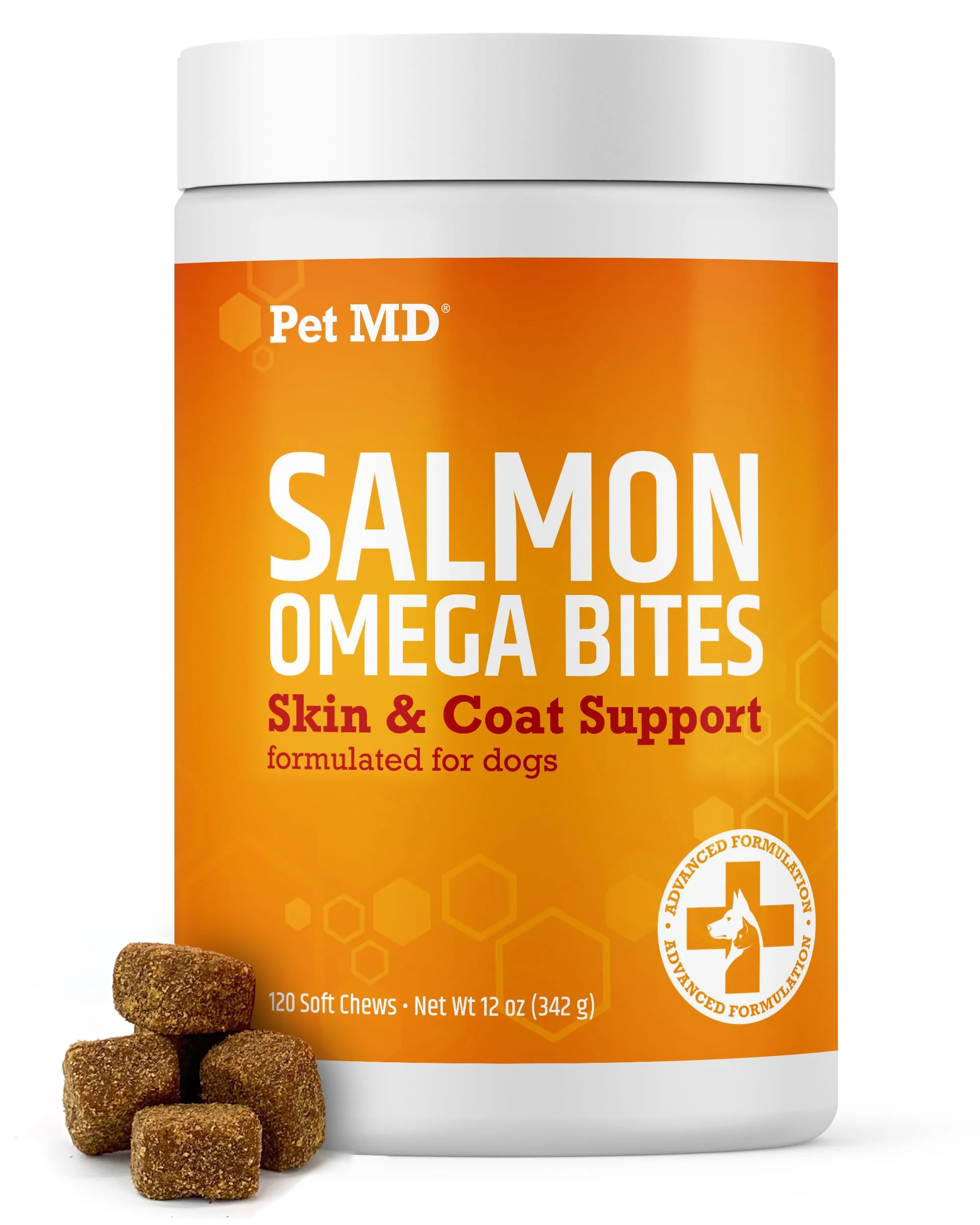 Genuine Pet MD Salmon Omega Bites for Dogs – Skin Coat Support with DHA EPA Omega 3 6 – 120 ct Easy-to-Use