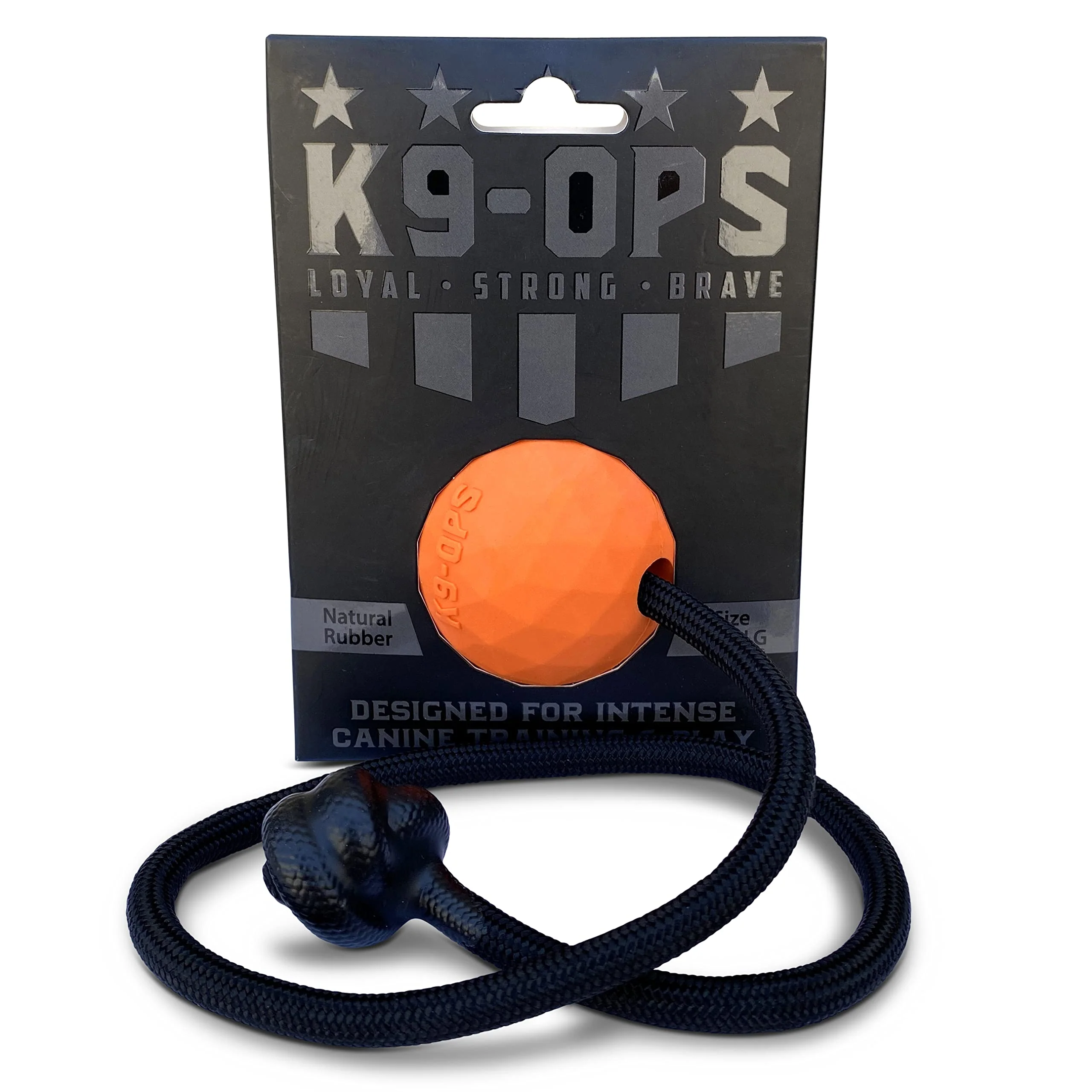 Artisan K9 Ops Moki Tug Toy – Durable Rubber Ball 16 Rope for Large Dogs Fetch Training Green