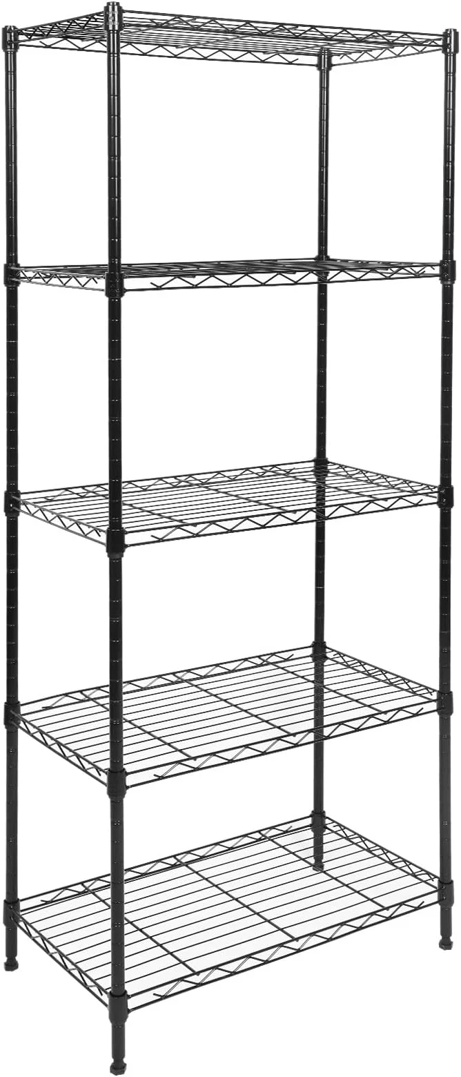 Traditional Whitmor 5 Tier Shelving Unit Adjustable Storage Shelves with Wheels Wire Shelving 400 lbs Capacity per Shelf Max 2000 lbs Total for Laundry Garage Plant 21 L x 12 W x 54 H BlackAbout ThisOverview Comfortable