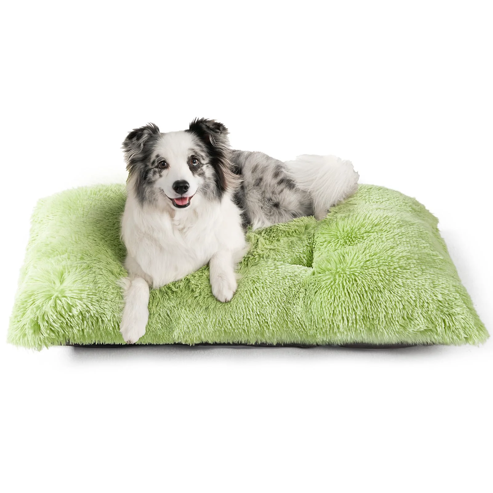 Proven EHEYCIGA Fluffy Large Dog Crate Bed Plush Faux Fur Calming Mat Non-Slip Washable Green