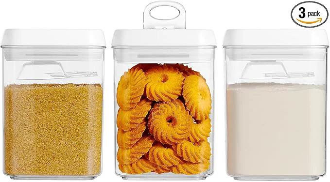 Breathable Felli Flip Tite Storage Container with Built-In Spoon Airtight Lid 5 Large-M Ring Flip Top Stackable Acrylic Canister for Sugar Flour Powder Kitchen Pantry Organizer 1.8qt – 2 spoons onlyAbout ThisOverview Selected
