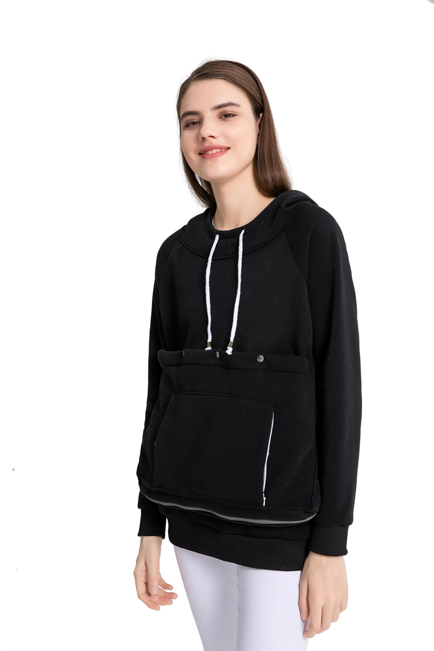 Casual Kei Tomlison Pet Cat Dog Pouch Hoodie – Front Pocket Carrier for Kitten Puppy Black Top-Quality