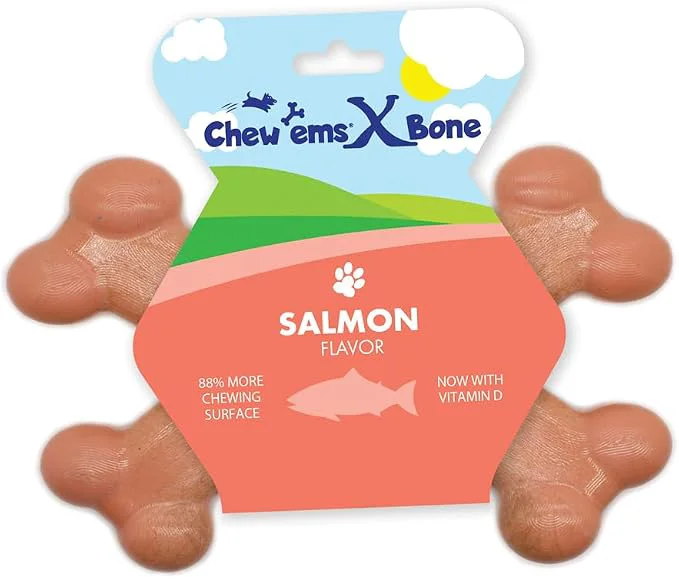 Selected Chew ems X Bone Dog Chew – Long-Lasting Salmon Flavor Treats Classic
