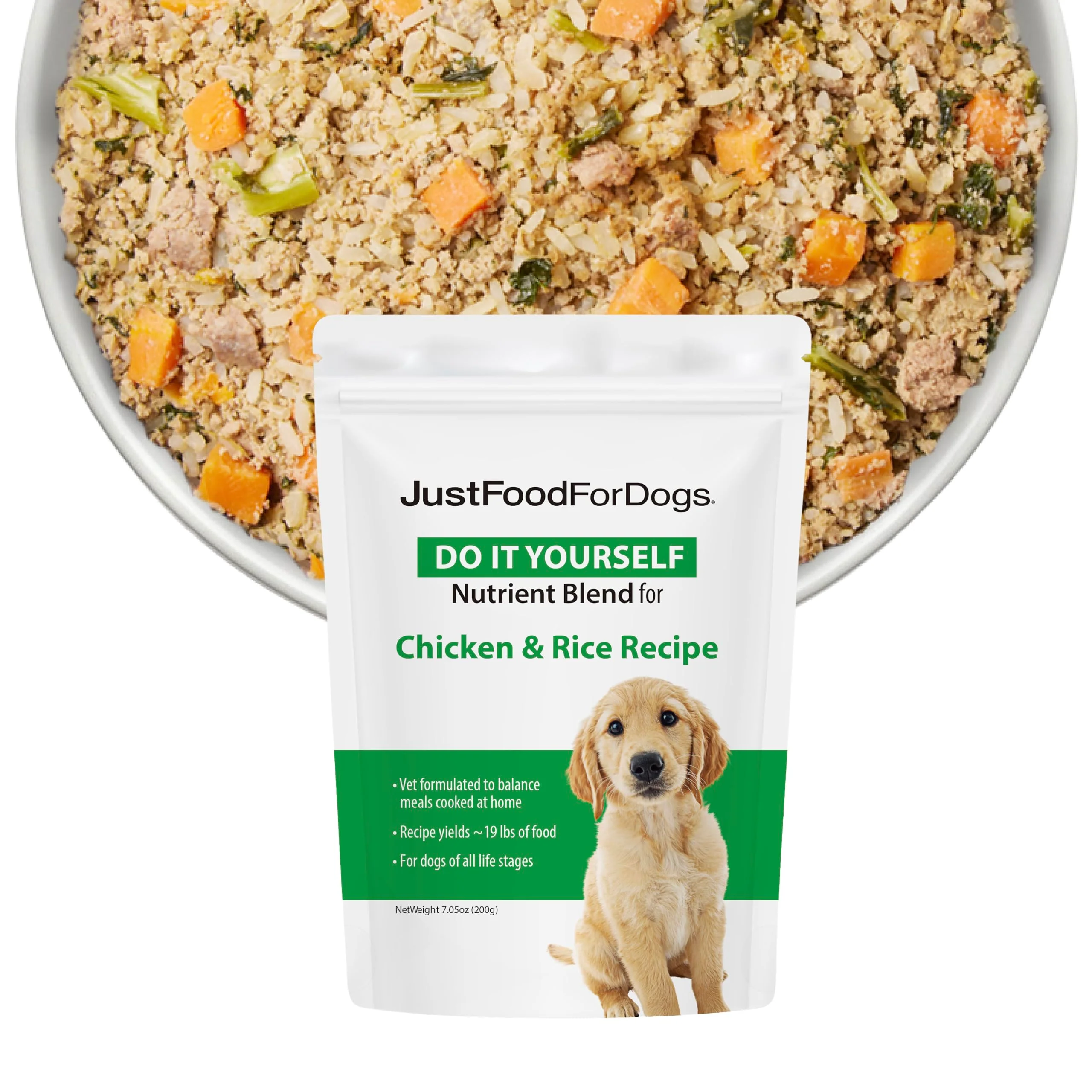 Versatile JustFoodForDogs DIY Nutrient Blend for Homemade Dog Food Chicken White Rice First-Class