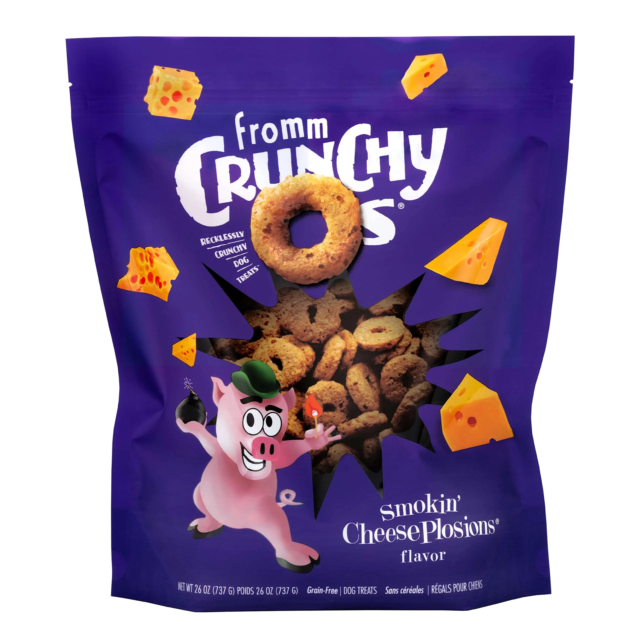 Traditional Fromm Crunchy Os Smokin’ CheesePlosions Dog Treats – Premium Pork Recipe 26 oz Selected