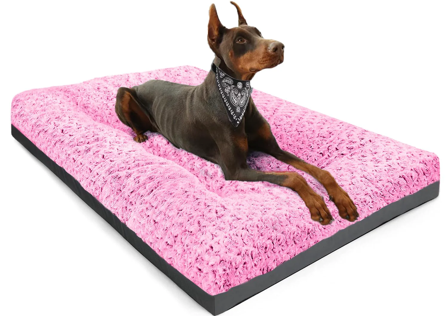 Enhanced POCBLUE Large Dog Bed 35×23 in Pink – Plush Washable Crate Pad Fine