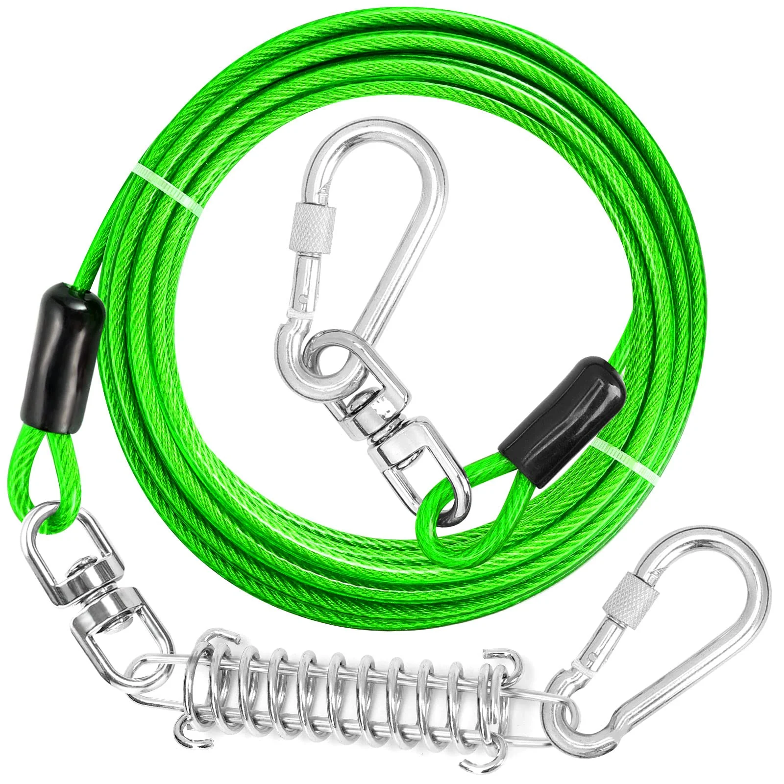 Casual jenico Dog Tie Out Cable — Heavy-Duty Runner Cable with Swivel Hook Shock Spring 10–150 ft Efficient
