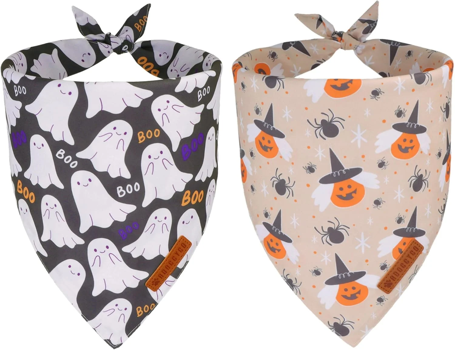 Enhanced ADOGGYGO Halloween Dog Bandanas Ghost Pumpkin Witch Scarf Multi Size Black Orange Halloween Bandanas for Medium Large Dogs Pets Large Reliable