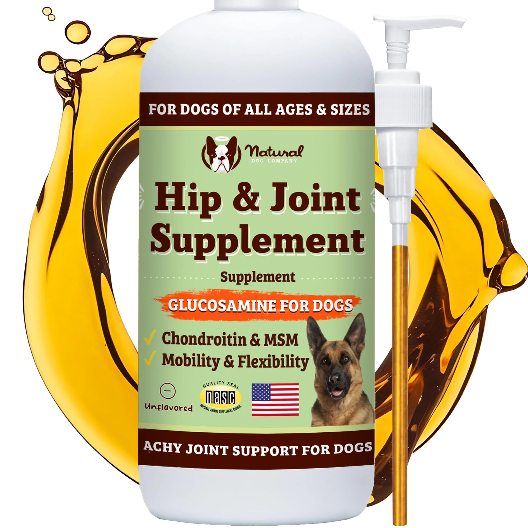 Detailed Natural Dog Company Liquid Glucosamine Hip Joint Oil for Dogs – Extra Strength 16oz Exceptional