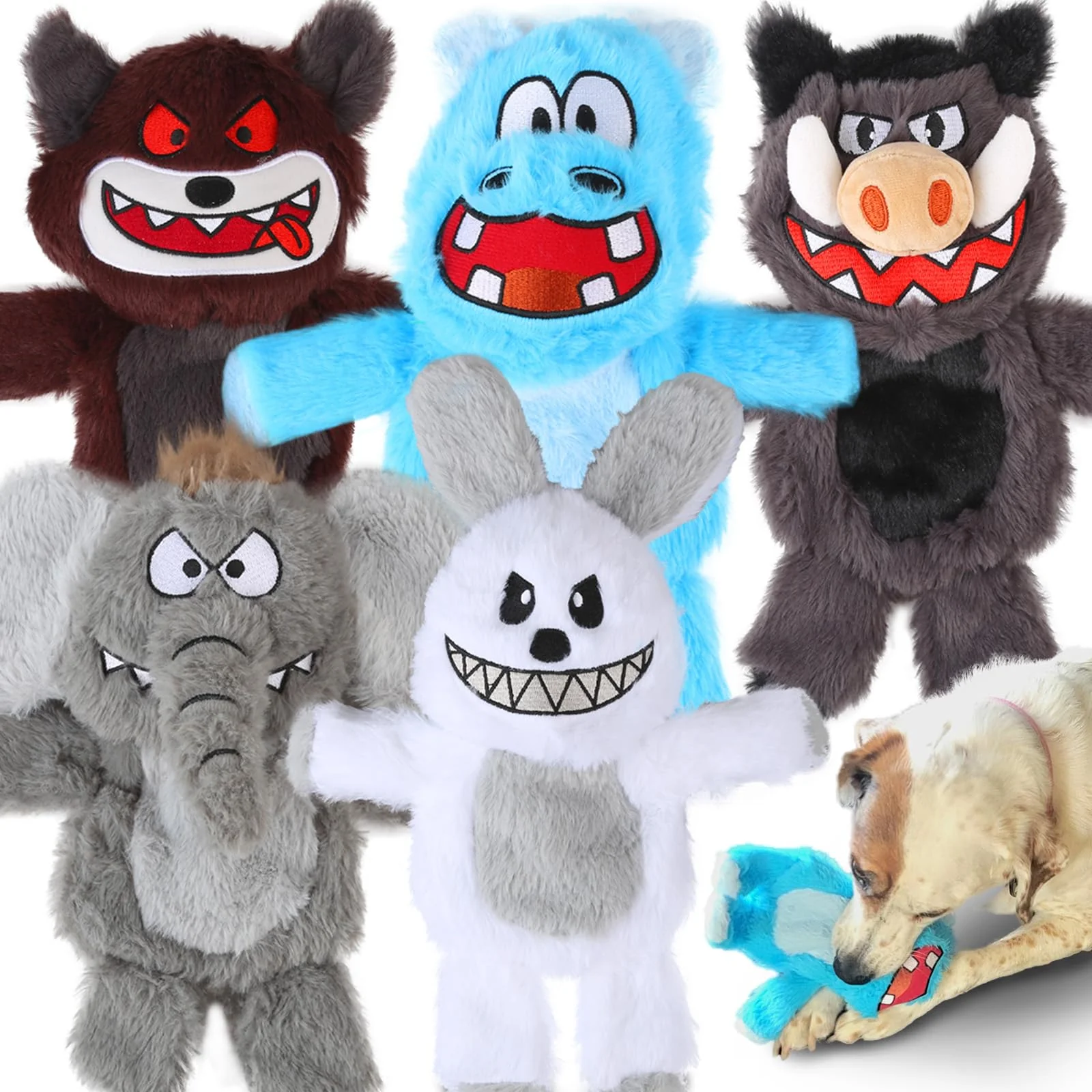 Fine Bzonsmart 5-Pack Squeaky Dog Toys Durable Plush Chew Toys for Puppies Medium–Large Dogs Eco-Friendly