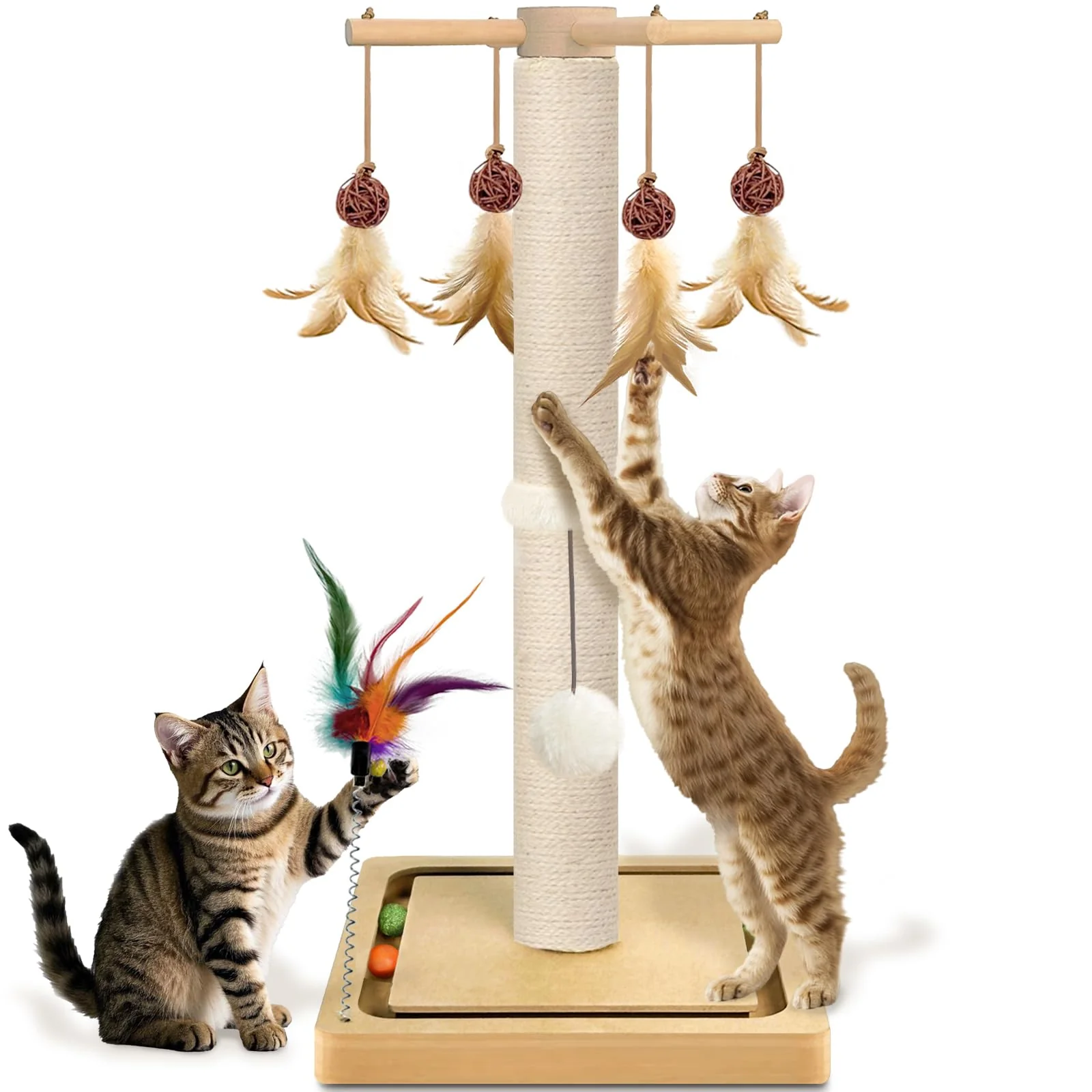 Efficient PAROTO Cat Scratching Post – 25-Inch Sisal Scratcher Tree with 2 Mounting Methods Trusted