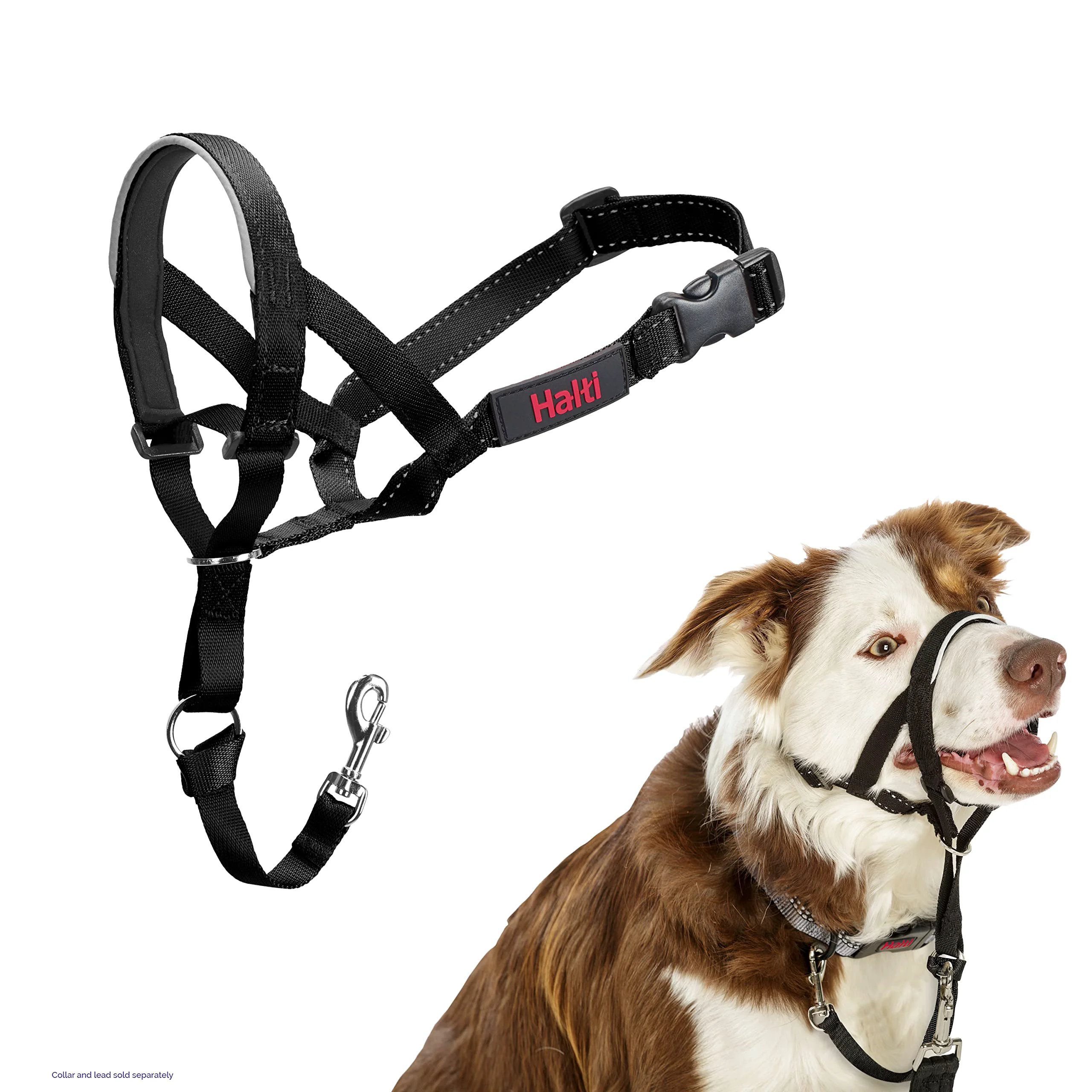 Modern Halti Headcollar – Stop Your Dog Pulling on the Leash Adjustable Reflective Lightweight Size 2 Black Clean