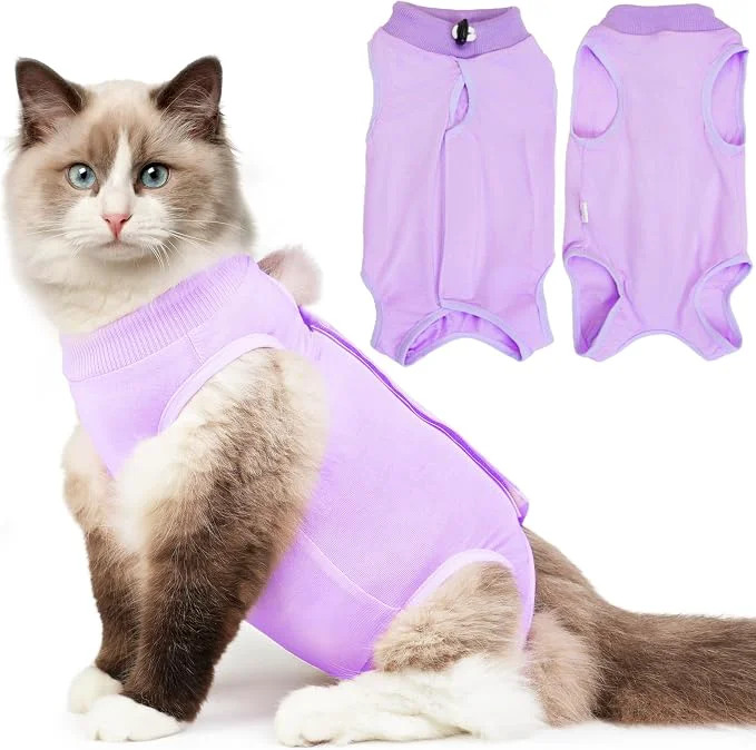 Secure Cat Recovery Suit for Spay Abdominal Wound Breathable Kitten Onesie for Cats Genuine