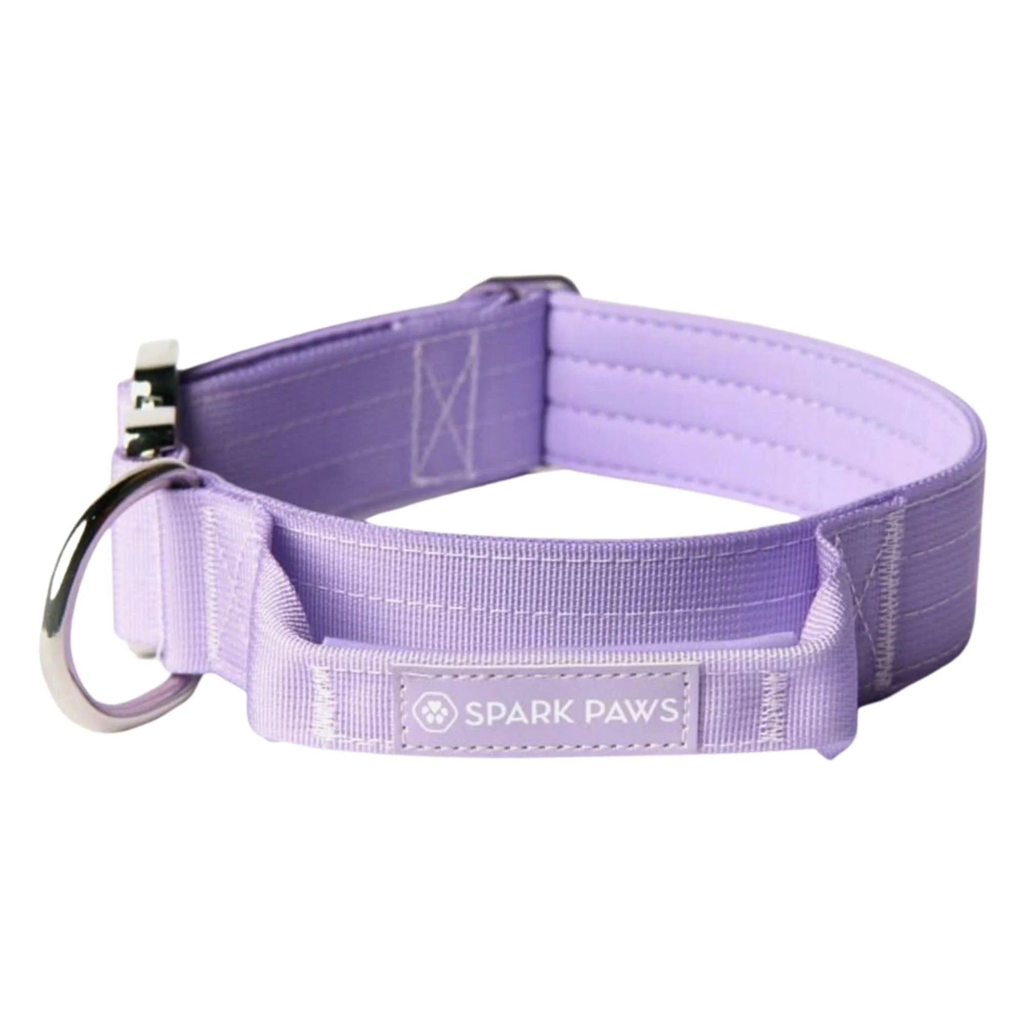Reusable Spark Paws Tactical Dog Collar – Heavy Duty Purple 1.5in for Large Medium Dogs Crafted