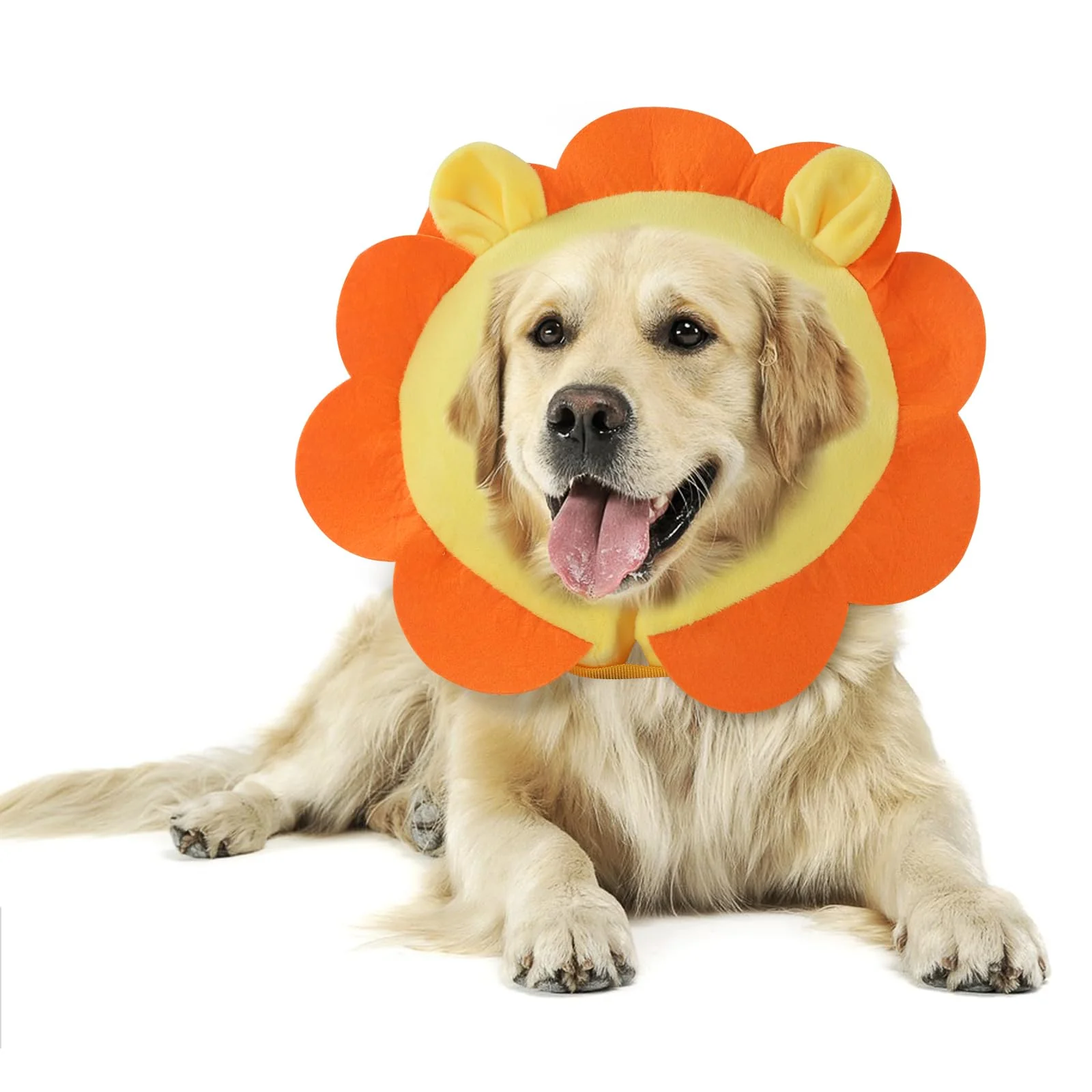 Sophisticated IEUUMLER Inflatable Recovery Dog Collar – Protective Donut Cone for Dogs Cats XL Orange Lion EU002 Elegant