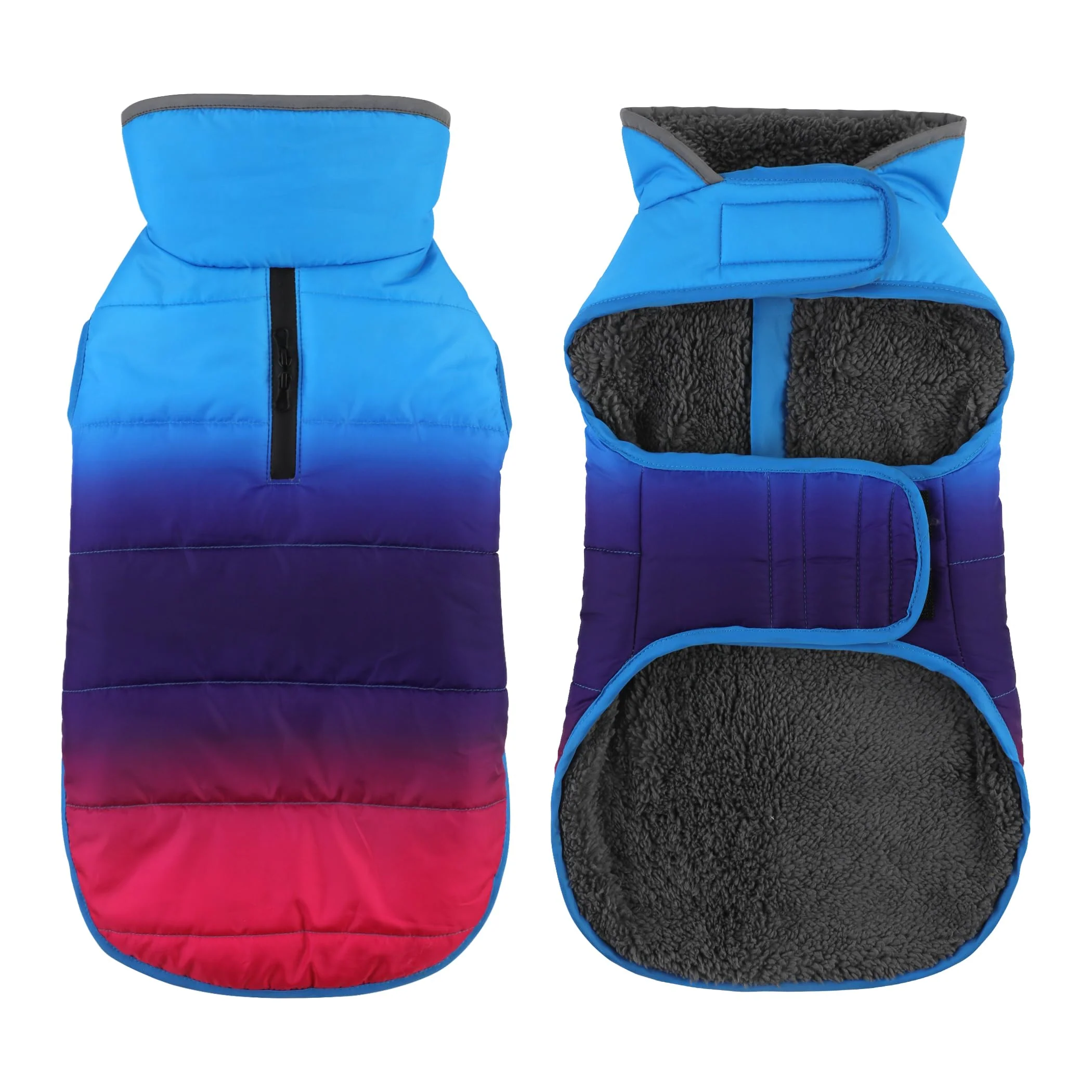 Elegant Petglad Dog Winter Coat – Waterproof Reflective Fleece Jacket with Leash Hole Gradient Blue XS High-Performance