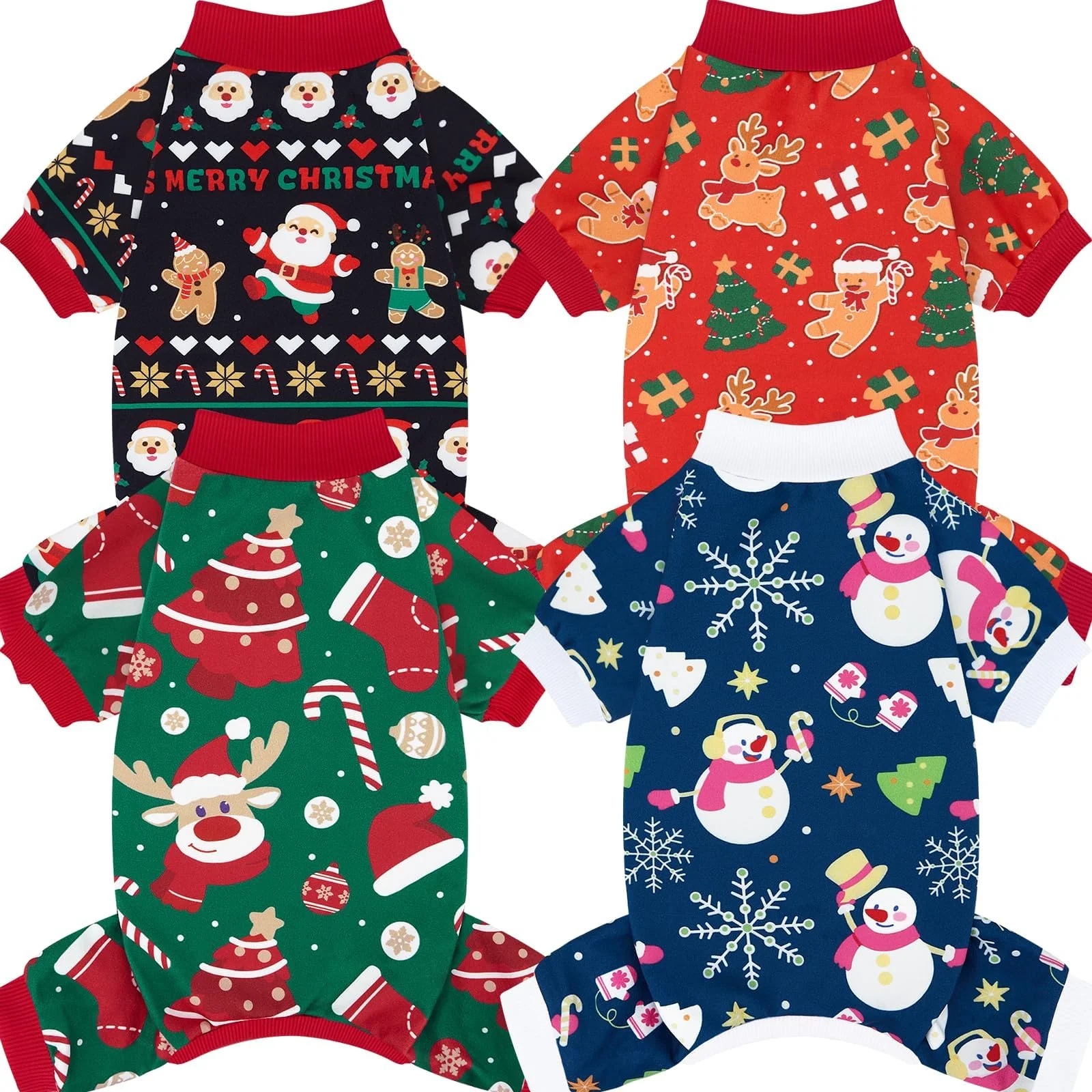 Crafted XPUDAC 4 Pack Christmas Dog Pajamas — Cozy Holiday Dog Clothes for Small to XL Dogs Stylish