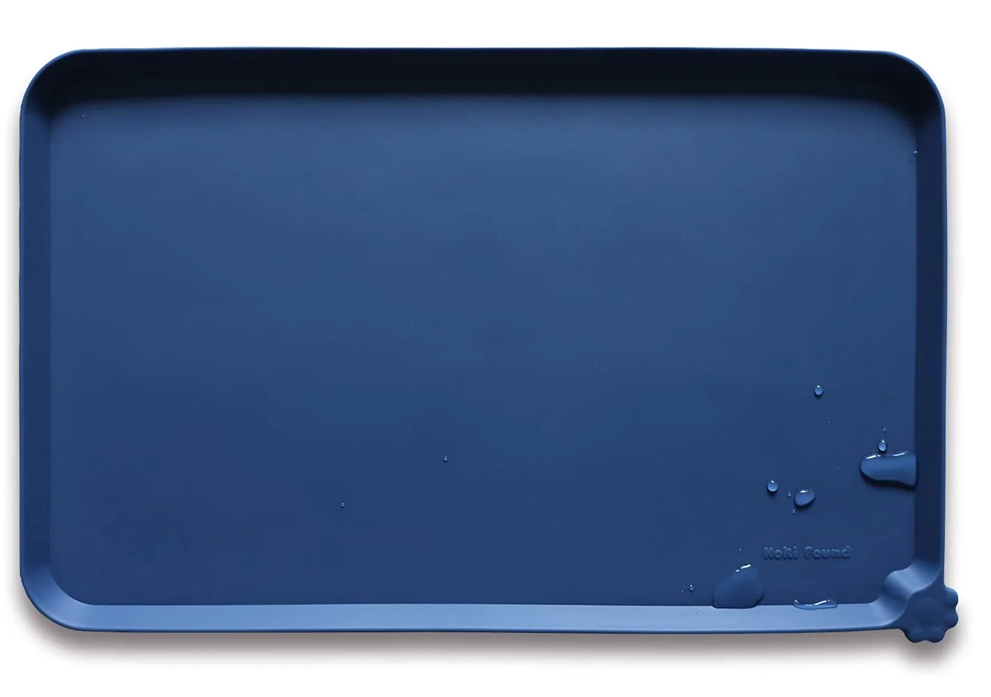 Exclusive Hoki Found L Silicone Pet Food Mats – Non-Slip Waterproof 22 x 14 in with High Lip Indigo Ink Professional