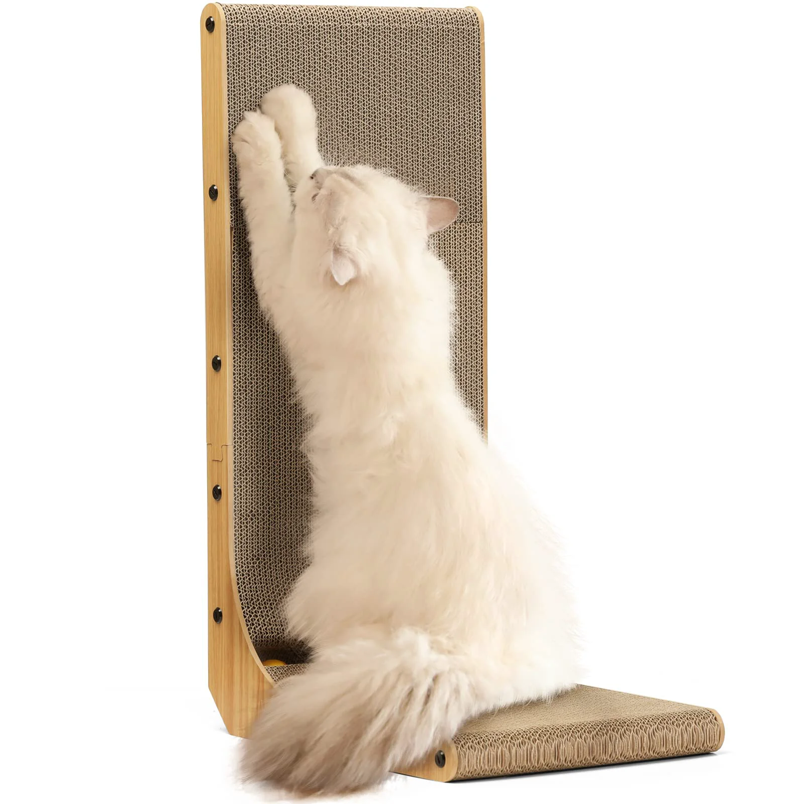 Efficient FUKUMARU Cat Scratcher – 26.8 Inch L-Shape Wall Mounted Cardboard Scratch Pad Luxury
