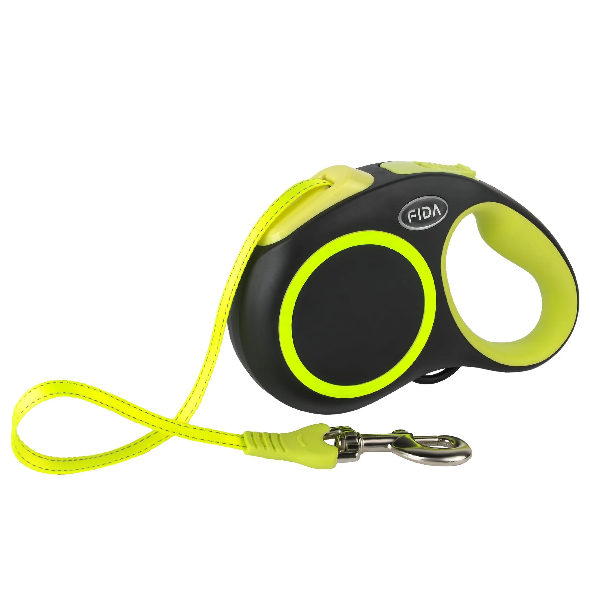 Detailed Fida Retractable Dog Leash 16ft – Reflective Heavy-Duty One-Hand Brake Large Neon Yellow Elite
